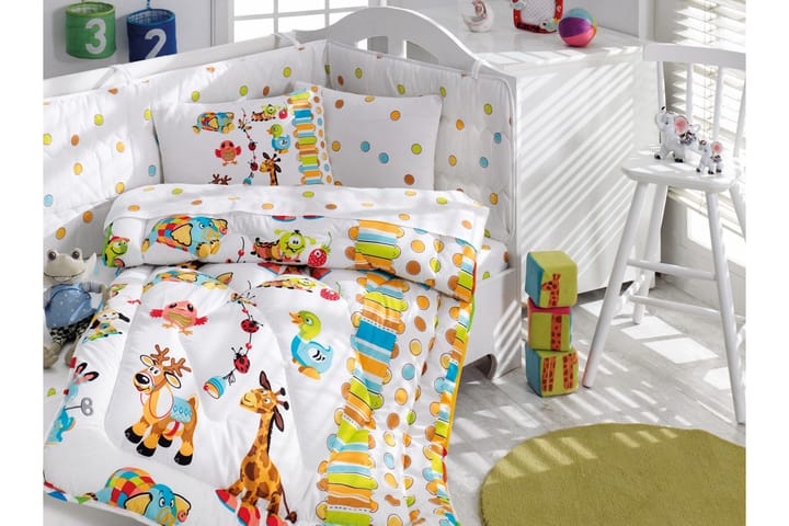 Sovpaket Cotton Box Baby 6 Delar Ranforce - Vit|Turkos|Grön|Orange - Textil & mattor - Sängkläder