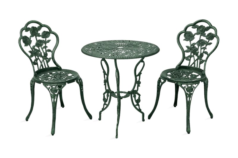 Caféset 3 delar gjuten aluminium grön - Grön - Utemöbler - Balkongmöbler - Matgrupper för balkong
