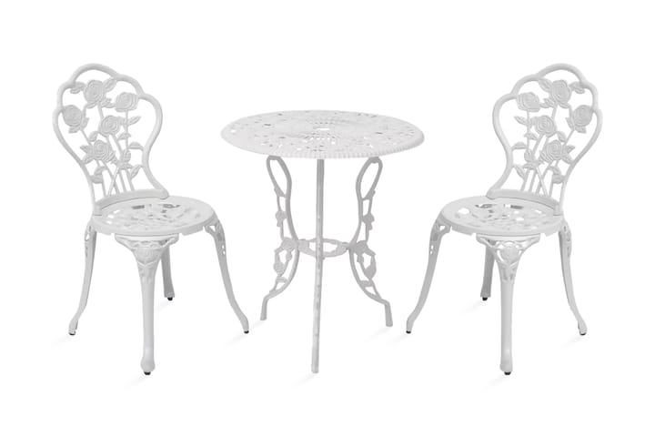 Caféset 3 delar gjuten aluminium vit - Vit - Utemöbler - Balkongmöbler - Matgrupper för balkong