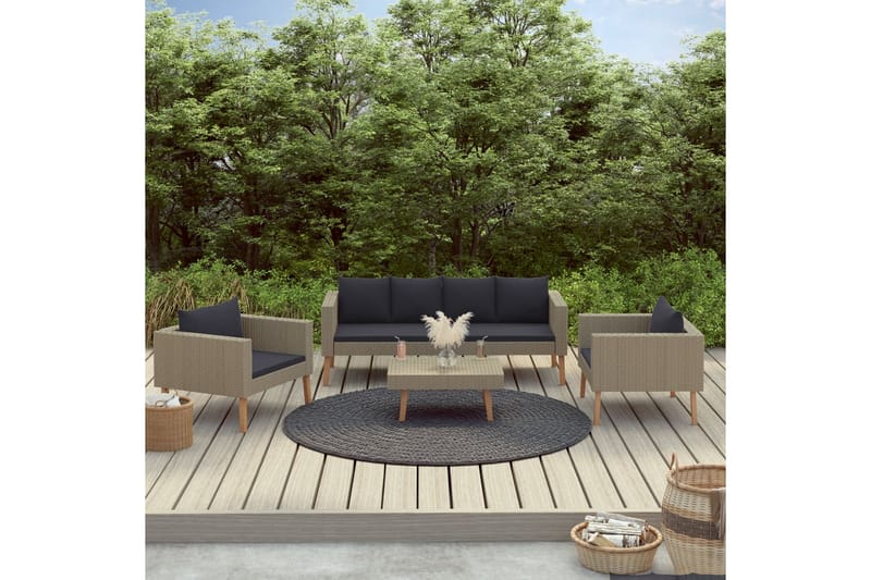 Loungegrupp för trädgården med dynor 4 delar konstrotting be - Beige - Utemöbler & utemiljö - Loungemöbler - Loungeset & loungegrupp