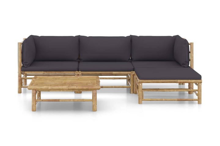 Loungegrupp för trädgården med mörkgrå dynor 5 delar bambu - Grå - Utemöbler & utemiljö - Utestol & trädgårdsstol - Positionsstol