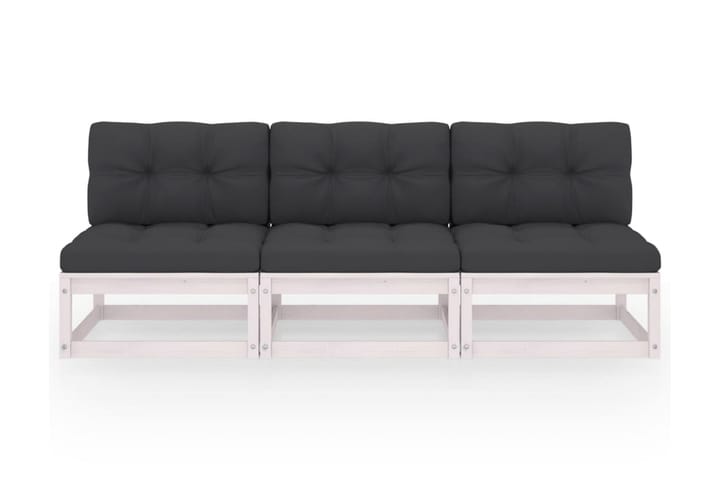 3-sitssoffa med dynor massiv furu - Vit/svart - Utemöbler & utemiljö - Loungemöbler - Loungesoffor