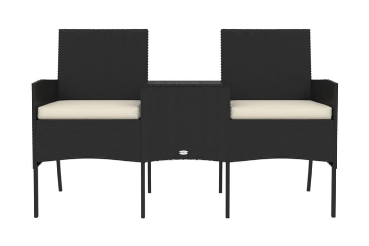 Trädgårdssoffa 2-sits med bord konstrotting svart - Svart - Utemöbler & utemiljö - Loungemöbler - Loungesoffor