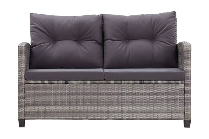 Trädgårdssoffa 2-sits med dynor grå 124 cm konstrotting - Grå - Utemöbler & utemiljö - Loungemöbler - Loungesoffor
