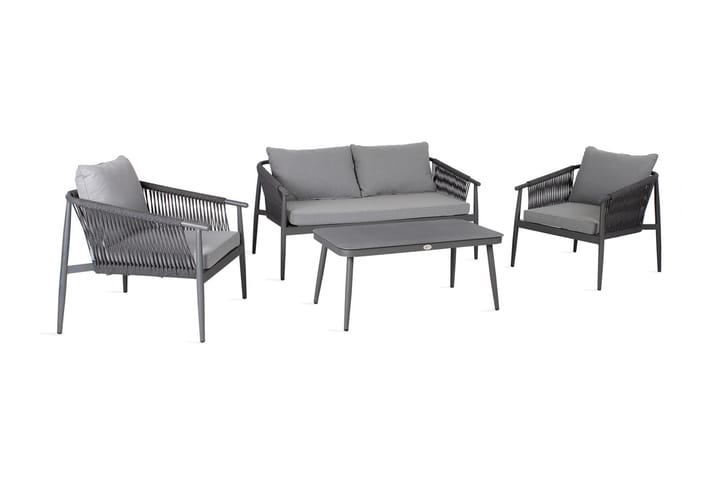 Set WEILBURG bord soffa och 2 stolar grå - Utemöbler - Loungemöbler - Soffgrupper (ute)