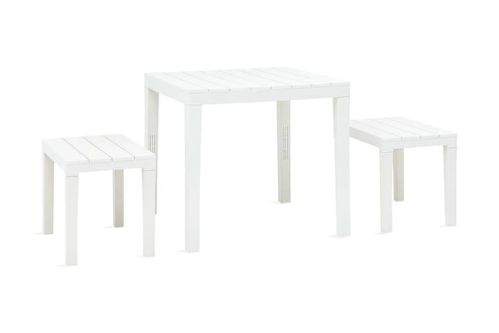 Trädgårdsbord med 2 bänkar plast vit - Vit - Utemöbler - Välj efter material - Plast