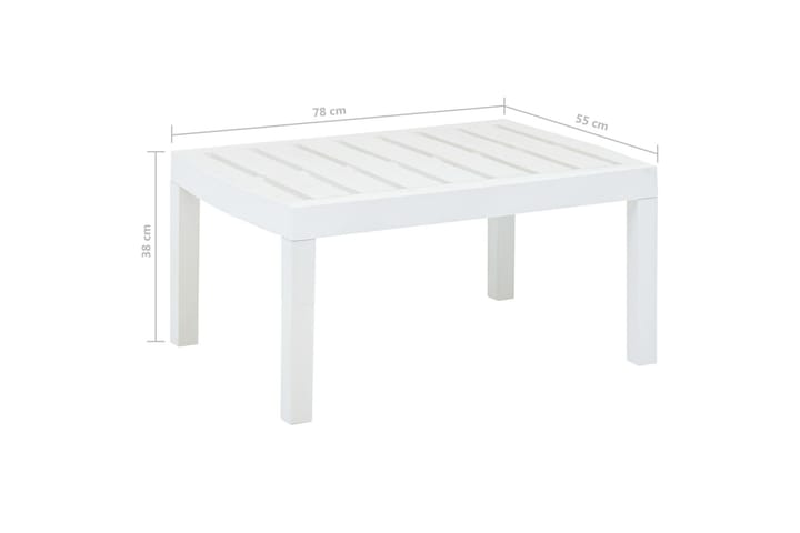Trädgårdsbord vit 78x55x38 cm plast - Vit - Utemöbler - Välj efter material - Plast