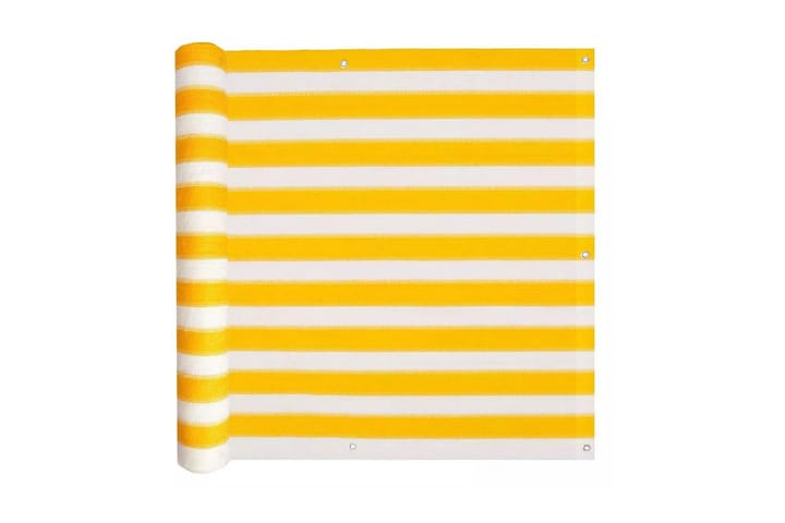 Balkongskärm HDPE 75x600 cm gul och vit - Flerfärgad - Utemöbler & utemiljö - Solskydd - Balkongskydd