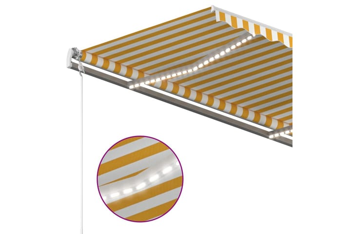 Automatisk markis med vindsensor & LED 400x350 cm gul/vit - Gul - Utemöbler & utemiljö - Solskydd - Markiser