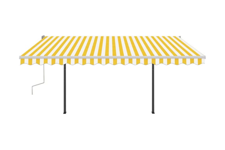 Automatisk markis med vindsensor & LED 4x3,5 m gul och vit - Gul - Utemöbler & utemiljö - Solskydd - Markiser