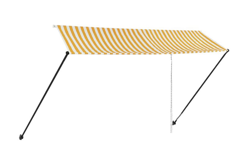 Infällbar markis med LED 350x150 cm gul och vit - Gul - Utemöbler & utemiljö - Solskydd - Markiser