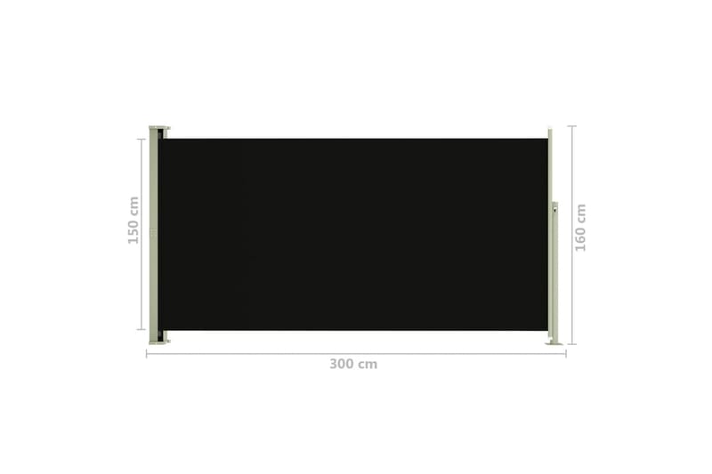 Infällbar sidomarkis 160x300 cm svart - Svart - Utemöbler & utemiljö - Solskydd - Markiser