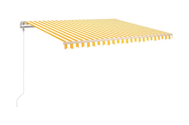 Markis automatiskt infällbar 450x300 cm gul och vit - Gul - Utemöbler - Solskydd - Markiser