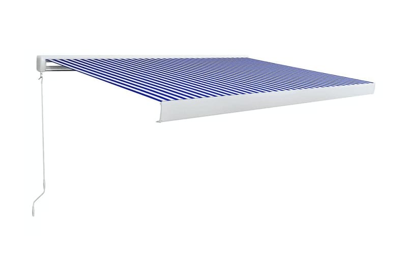Markis manuell 450x300 cm blå och vit - Blå - Utemöbler & utemiljö - Solskydd - Markiser