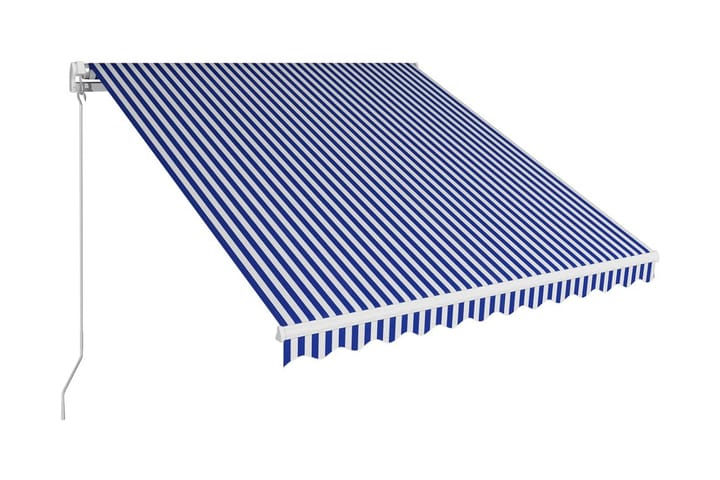 Markis manuellt infällbar 350x250 cm blå och vit - Blå - Utemöbler & utemiljö - Solskydd - Markiser