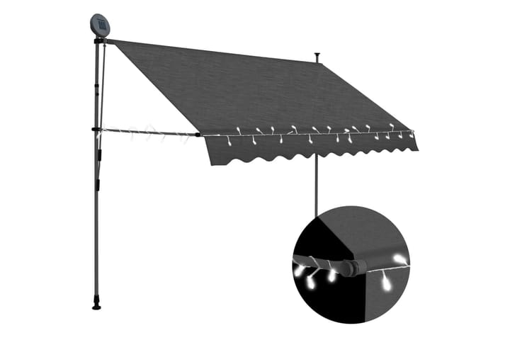 Markis manuellt infällbar med LED 300 cm antracit - Grå - Utemöbler & utemiljö - Solskydd - Markiser