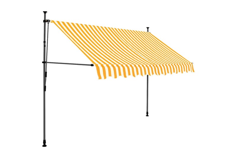Markis manuellt infällbar med LED 300 cm vit och orange - Flerfärgad - Utemöbler & utemiljö - Solskydd - Markiser