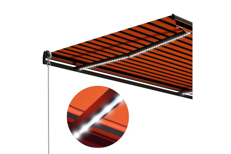 Markis manuellt infällbar med LED 300x250 cm orange och brun - Orange - Utemöbler & utemiljö - Solskydd - Markiser