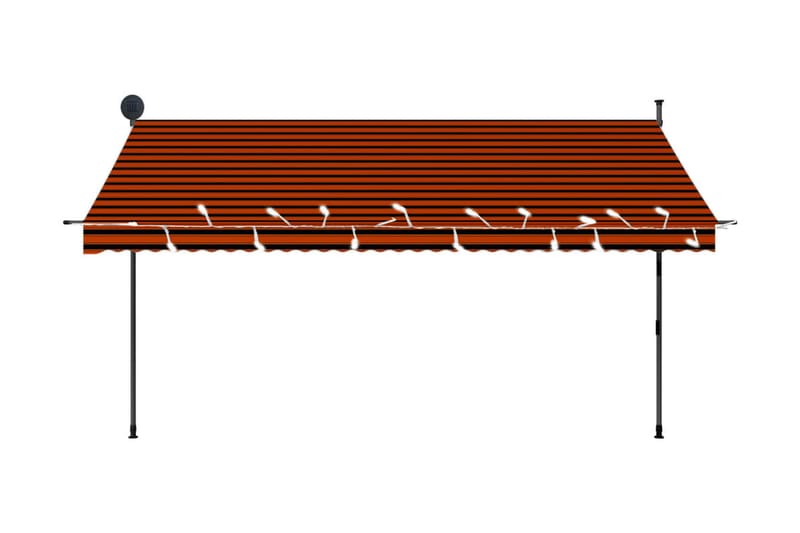 Markis manuellt infällbar med LED 350 cm orange och brun - Flerfärgad - Utemöbler & utemiljö - Solskydd - Markiser