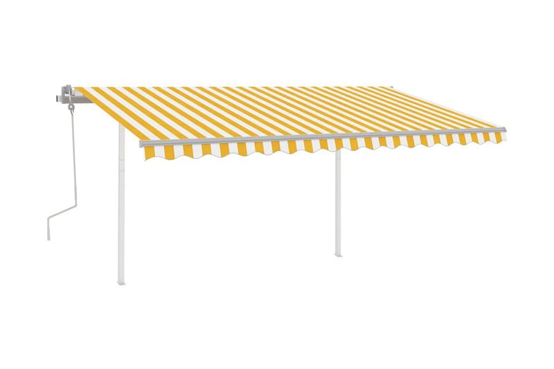Markis manuellt infällbar med LED 4x3,5 m gul och vit - Gul - Utemöbler & utemiljö - Solskydd - Markiser