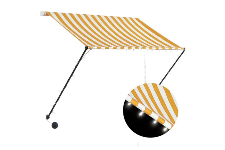 Markis med LED 150x150 cm gul och vit - Gul - Utemöbler & utemiljö - Solskydd - Markiser