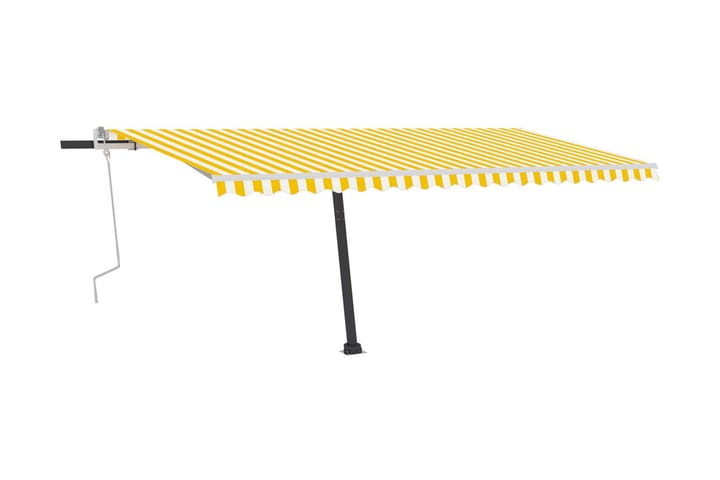 Markis med LED manuellt infällbar 500x350 cm gul och vit - Gul - Utemöbler & utemiljö - Solskydd - Markiser