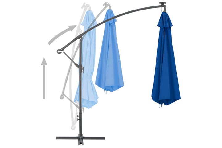 Frihängande parasoll med aluminiumstång 350 cm blå - Blå - Utemöbler & utemiljö - Solskydd - Parasoll - Hängparasoll