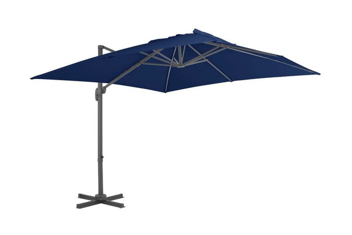 Frihängande parasoll med aluminiumstång 3x3 m azurblå