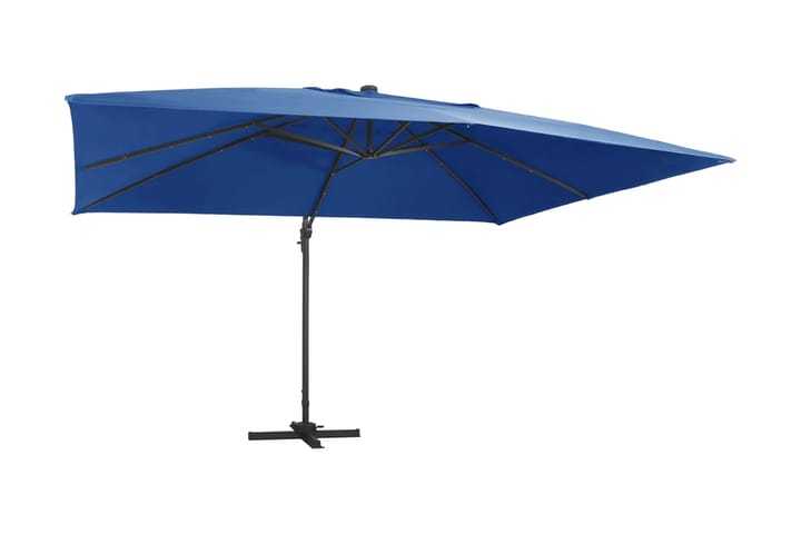 Frihängande parasoll med aluminiumstång & LED 400x300 cm azu - Blå - Utemöbler & utemiljö - Solskydd - Parasoll - Hängparasoll