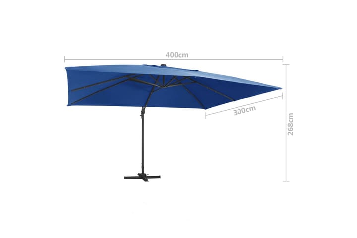 Frihängande parasoll med aluminiumstång & LED 400x300 cm azu - Blå - Utemöbler & utemiljö - Solskydd - Parasoll - Hängparasoll