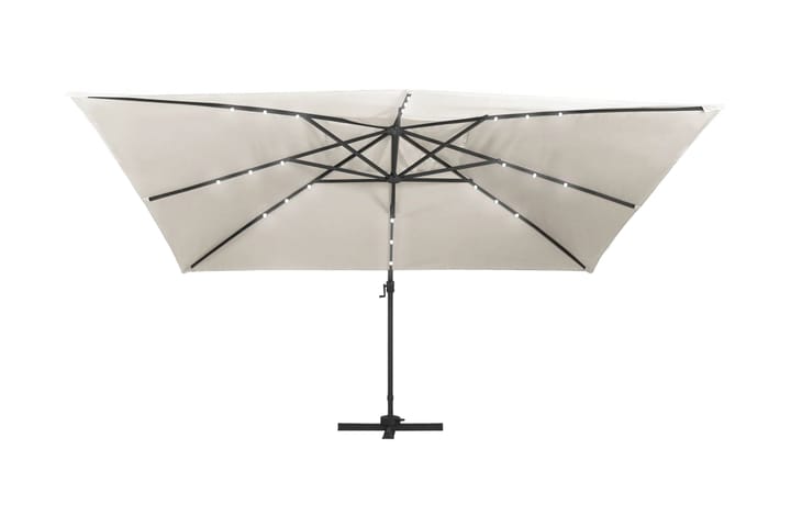 Frihängande parasoll med aluminiumstång & LED 400x300 cm san - Vit - Utemöbler & utemiljö - Solskydd - Parasoll - Hängparasoll
