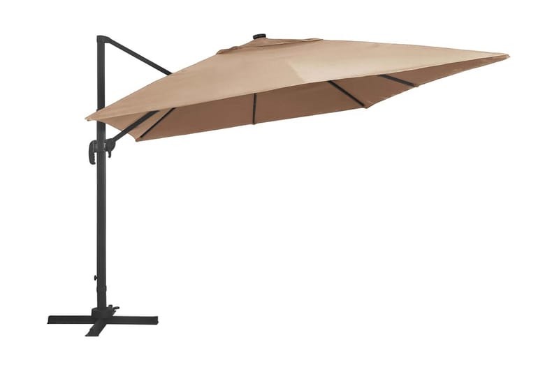 Frihängande parasoll med aluminiumstång & LED 400x300 cm tau - Brun - Utemöbler & utemiljö - Solskydd - Parasoll - Hängparasoll