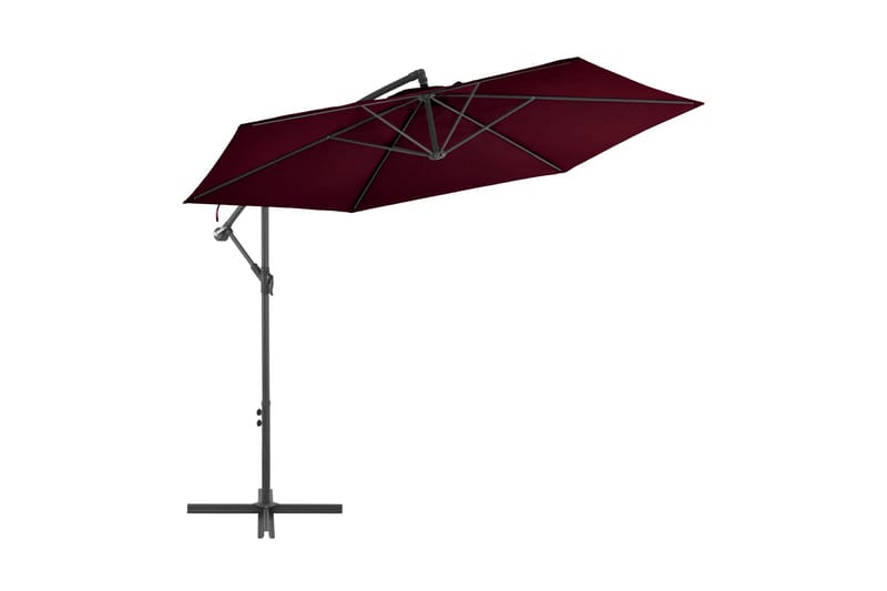 Frihängande parasoll med aluminiumstång vinröd 300 cm - Röd - Utemöbler & utemiljö - Solskydd - Parasoll - Hängparasoll
