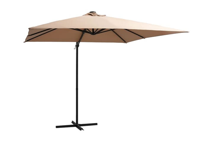 Frihängande parasoll med LED och stålstång 250x250 cm taupe - Brun - Utemöbler & utemiljö - Solskydd - Parasoll