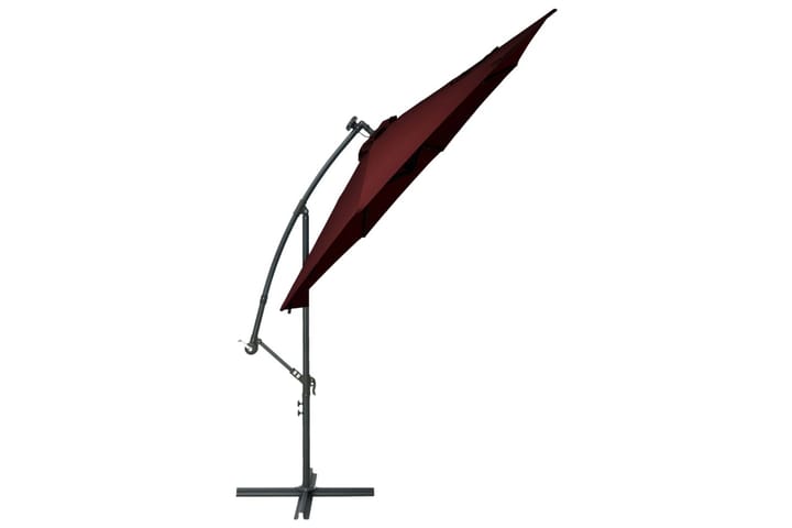 Frihängande parasoll med LED och stålstång vinröd - Röd - Utemöbler & utemiljö - Solskydd - Parasoll - Hängparasoll