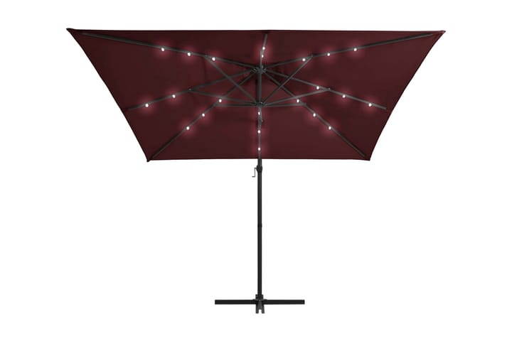 Frihängande parasoll med LED vinröd 250x250 cm - Röd - Utemöbler & utemiljö - Solskydd - Parasoll - Hängparasoll