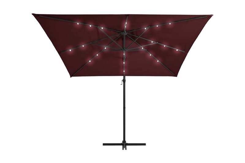 Frihängande parasoll med LED vinröd 250x250 cm - Vinröd - Utemöbler & utemiljö - Solskydd - Parasoll