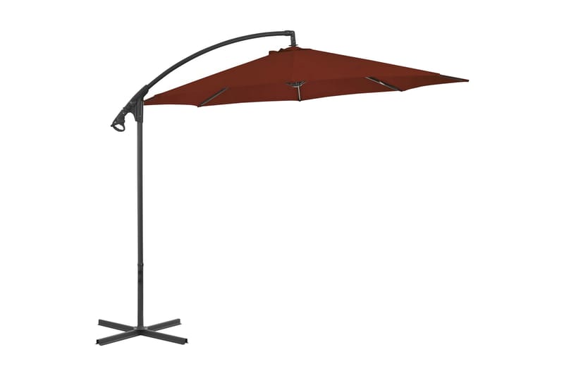Frihängande parasoll med stålstång 300 cm terrakotta - Terrakotta - Utemöbler & utemiljö - Solskydd - Parasoll - Hängparasoll