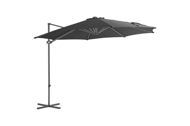 Frihängande parasoll med stålstång antracit 300 cm - Grå - Utemöbler & utemiljö - Solskydd - Parasoll - Hängparasoll