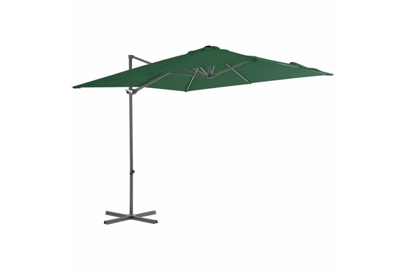 Frihängande parasoll med stålstång grön 250x250 cm - Grön - Utemöbler & utemiljö - Solskydd - Parasoll - Hängparasoll