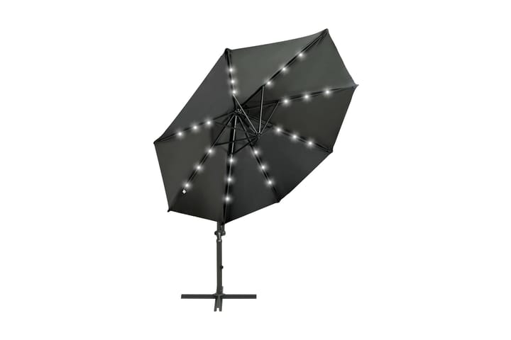 Frihängande parasoll med stång och LED antracit 300 cm - Grå - Utemöbler & utemiljö - Solskydd - Parasoll