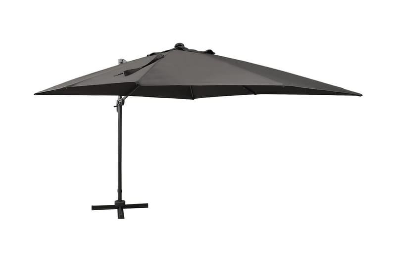 Frihängande parasoll med stång och LED antracit 300 cm - Grå - Utemöbler & utemiljö - Solskydd - Parasoll - Hängparasoll