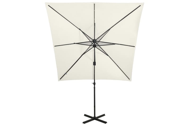 Frihängande parasoll med stång och LED sand 250 cm - Beige - Utemöbler & utemiljö - Solskydd - Parasoll - Hängparasoll