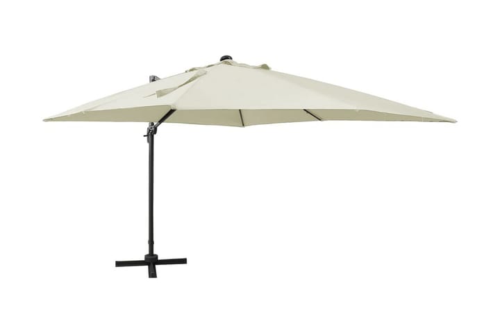Frihängande parasoll med stång och LED sand 300 cm - Beige - Utemöbler & utemiljö - Utesoffa - Hammock