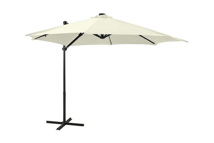 Frihängande parasoll med stång och LED sand 300 cm - Beige - Utemöbler & utemiljö - Solskydd - Parasoll - Hängparasoll