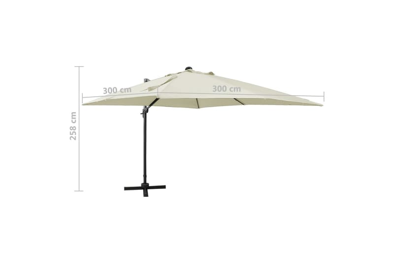 Frihängande parasoll med stång och LED sand 300 cm - Beige - Utemöbler & utemiljö - Solskydd - Parasoll - Hängparasoll