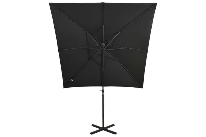 Frihängande parasoll med stång och LED svart 250 cm - Svart - Utemöbler & utemiljö - Solskydd - Parasoll - Hängparasoll