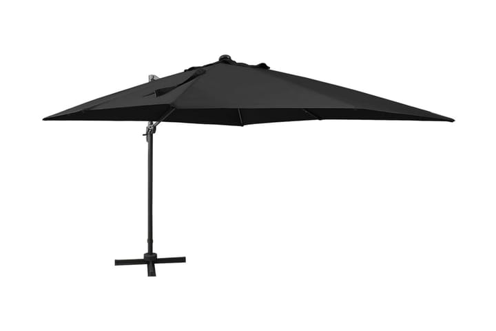 Frihängande parasoll med stång och LED svart 300 cm - Svart - Utemöbler & utemiljö - Solskydd - Parasoll - Hängparasoll