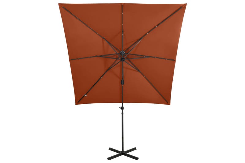 Frihängande parasoll med stång och LED terrakotta 250 cm - Brun - Utemöbler & utemiljö - Solskydd - Parasoll - Hängparasoll