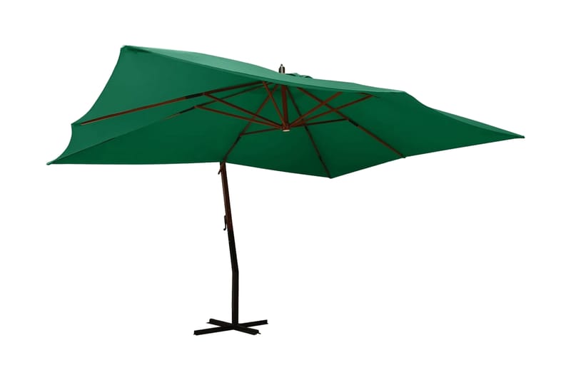 Frihängande parasoll med trästång 400x300 cm grön